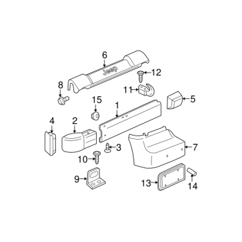 Embout de pare choc avant droit noir haut Jeep Wrangler TJ