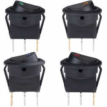 Interrupteur à bascule Bouton marche/arrêt Auto illuminé avec 4 Couleur LED (8 pièces)