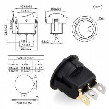 Interrupteur à bascule Bouton marche/arrêt Auto illuminé avec 4 Couleur LED (8 pièces)