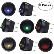 Interrupteur à bascule Bouton marche/arrêt Auto illuminé avec 4 Couleur LED (8 pièces)