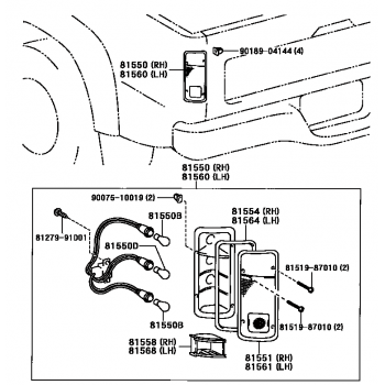 Feu arriere gauche Toyota Hilux 1988-1998