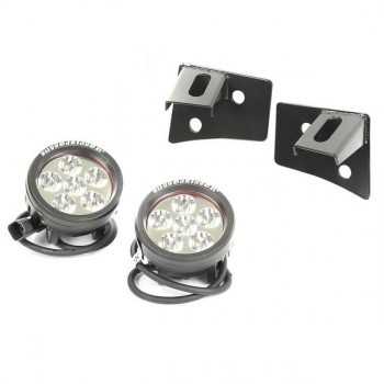 Support de phare sur baie de pare brise avec phare à led rond WRANG...