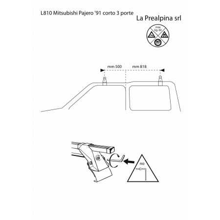 Jeu de 2 barres de toit Aéro en Aluminium pour Mitsubishi 3 portes sans gouttieres 91-