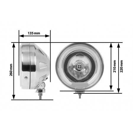 Phare rond halogene inox predateur 210 mm 12 V H1