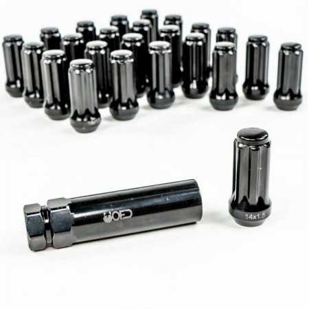 kit d'Ecrou de roue long noir 14X1,50 mm