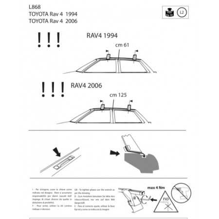 Jeu de 2 barres de toit Classic en Acier Toyota Rav 4 94- et 06-