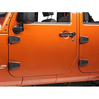 Jeux de charniere de porte noire Jeep Wrangler JK 07-18 4 Ptes