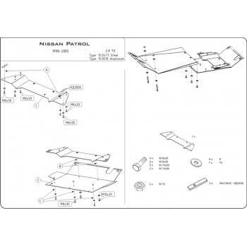 Blindage bv + bt aluminium 5 mm Nissan GR Y60 1997-2005